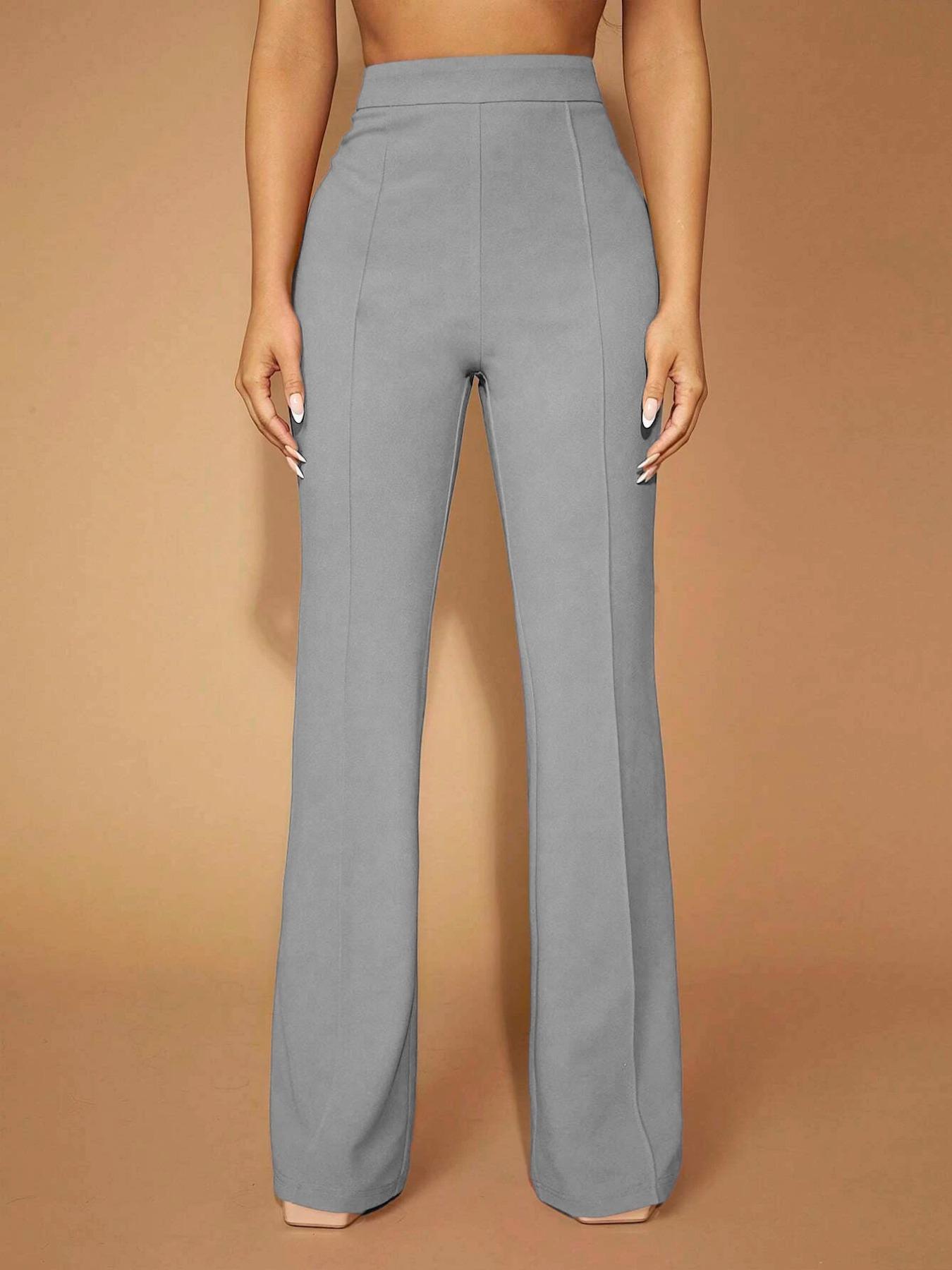 Women's Plain High Waist Flare Leg Pants, Casual Comfy Bell Bottom Trousers for Daily Wear, Ladies Bottoms for All Seasons, Casual Chic Trousers