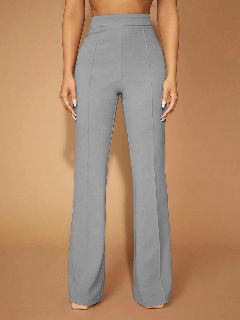 Women's Plain High Waist Flare Leg Pants, Casual Comfy Bell Bottom Trousers for Daily Wear, Ladies Bottoms for All Seasons, Casual Chic Trousers