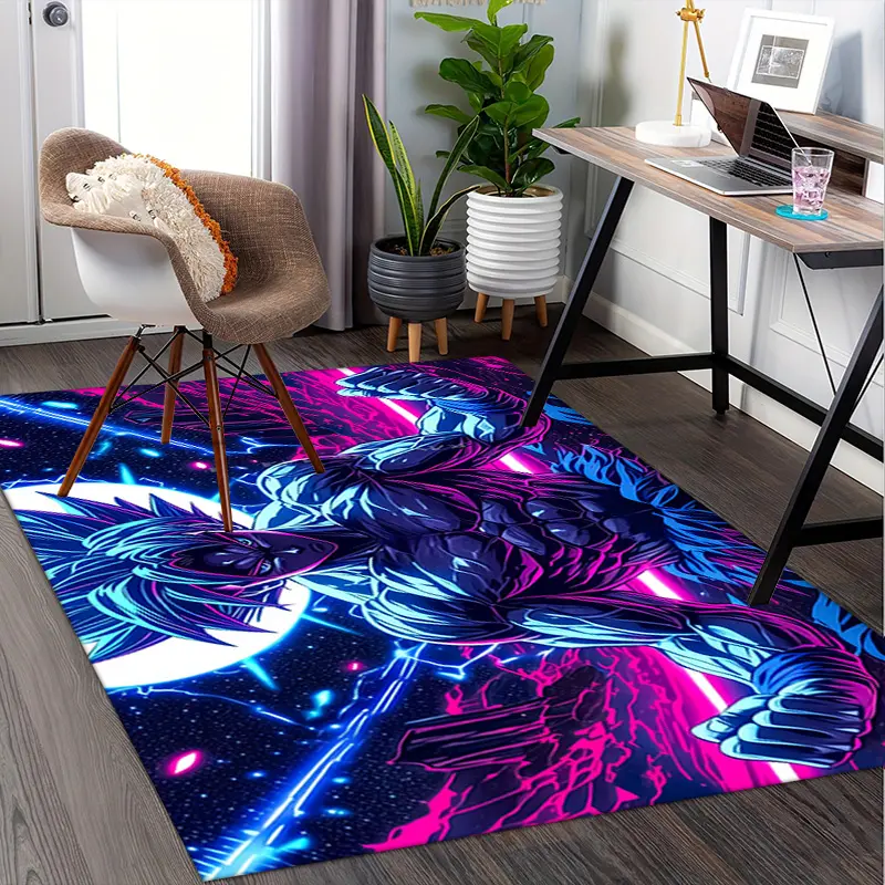 G-gokus Neon Dragon Symbol Home Office Living Room Decor for Fans, Office Chair Mat for Carpet, Workspace Accessory, Dynamic Pattern, Easy Maintenance, Themed Floor Covering