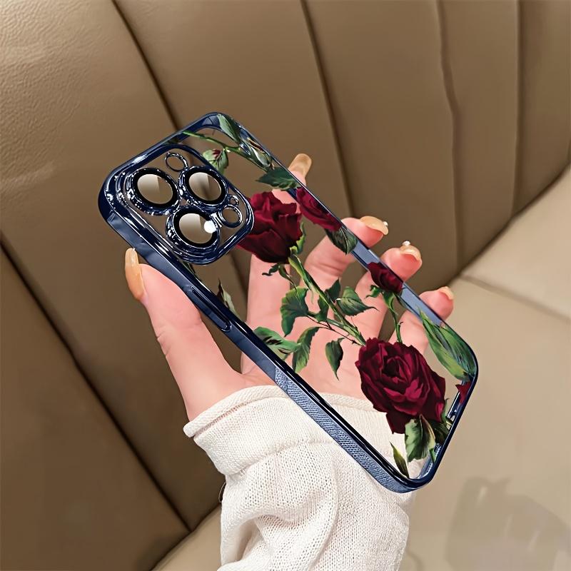 Flaming Rose Pattern Mobile Phone Protective Shell - Full Lens Protection, Anti-Scratch, Anti-Fingerprint, Compatible with iPhone X, XS, 11, 12, 13, 14, 15, 16 Pro Max/Plus, Shockproof Non-Slip Classic Hybrid Casing Protector Screen Protector