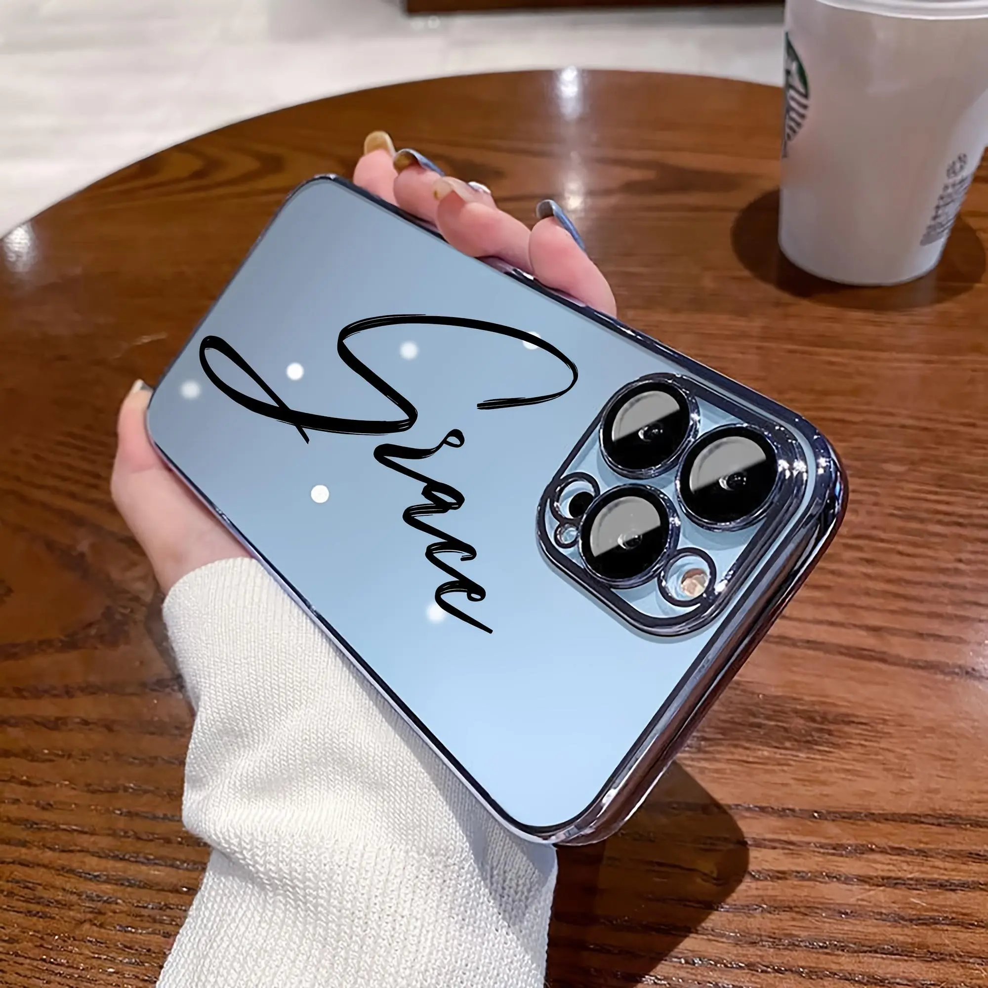Phone Case - Personalized/Customized Name/Full Cover/Compatible with Iphone 17 16 15 14 13 12 11 Pro Max 16 15 14 Plus 17 Air/Luxury Candy Color/Clear Soft Plating Case/with Lens Protection/Calligraphy Design/Gift for Friend