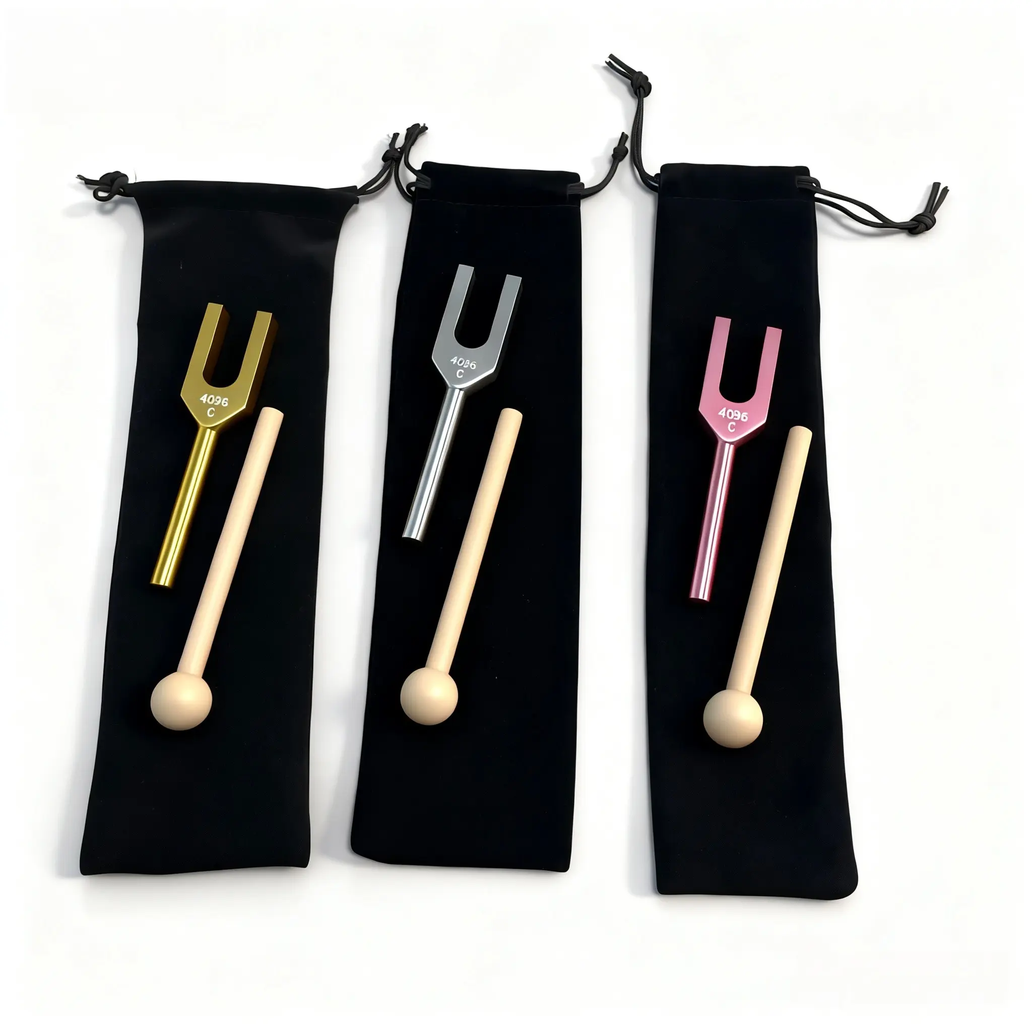 /silver Color 4096C Frequency High Pitch Crystal Tuning Fork, for Purification, Demagnetization, Spiritual Healing, Includes Wooden Hammer and Storage Bag