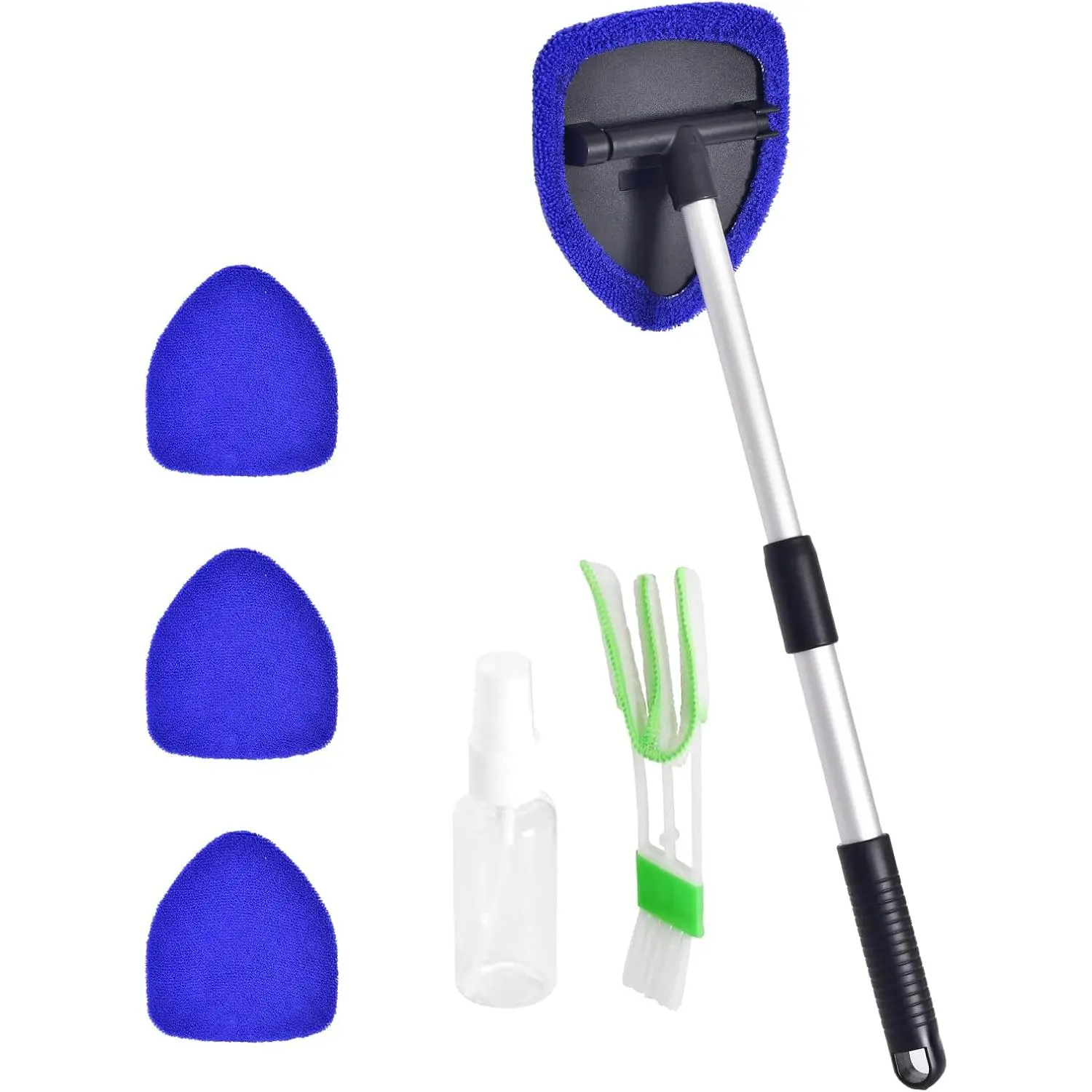 Windshield Cleaner  Windshield Cleaning Tool with 3 , Washable Microfiber Pads and Extendable Handle Microfiber  Window Cleaner