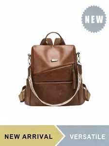 2026 New Women's Anti-theft Vintage PU Leather Backpack Large Capacity 14" Laptop Bag 3-in-1 Convertible Shoulder Crossbody Bag with Wide Strap Tassel Decor Back Zipper Multi-pockets Fashion Daypack for Ladies Girls Students Workers Moms Daily Commute