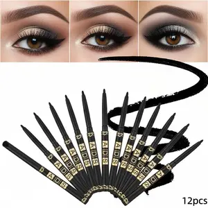 Affordable bulk pack, 12-piece set of black eyeliners, easy to apply, long-lasting and smudge-proof, smooth strokes create precise eyeliner, achieving naturally deep-set eyes, essential for travel and daily makeup, suitable for various holiday gifts
