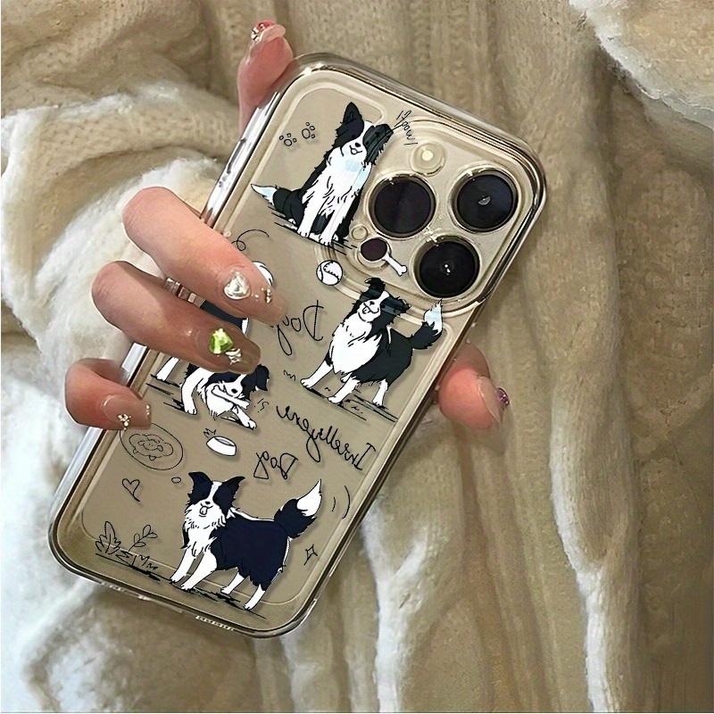 Cartoon Border Collie Phone Case, Shockproof Full Coverage Design, Drop-Resistant Phone Cover, Compatible with Iphone 17 Promax/16/15/14/13/12/11 Transparent Phone Case, Phone Cover, Valentine'S Day Gift for Couples.
