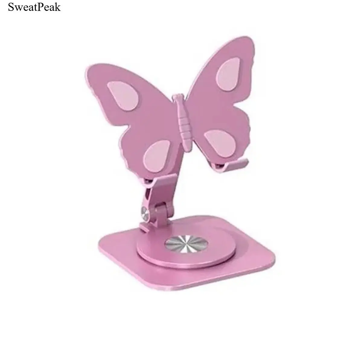 Cute Butterfly Phone Stand Holder, 360° Rotating Aluminum Alloy Mobile Phone Mount with Foldable Adjustable Design, Portable Desk Stand Compatible with Smartphones, Stylish Office Accessories for Video Calls, Watching Videos, Home & Daily Use