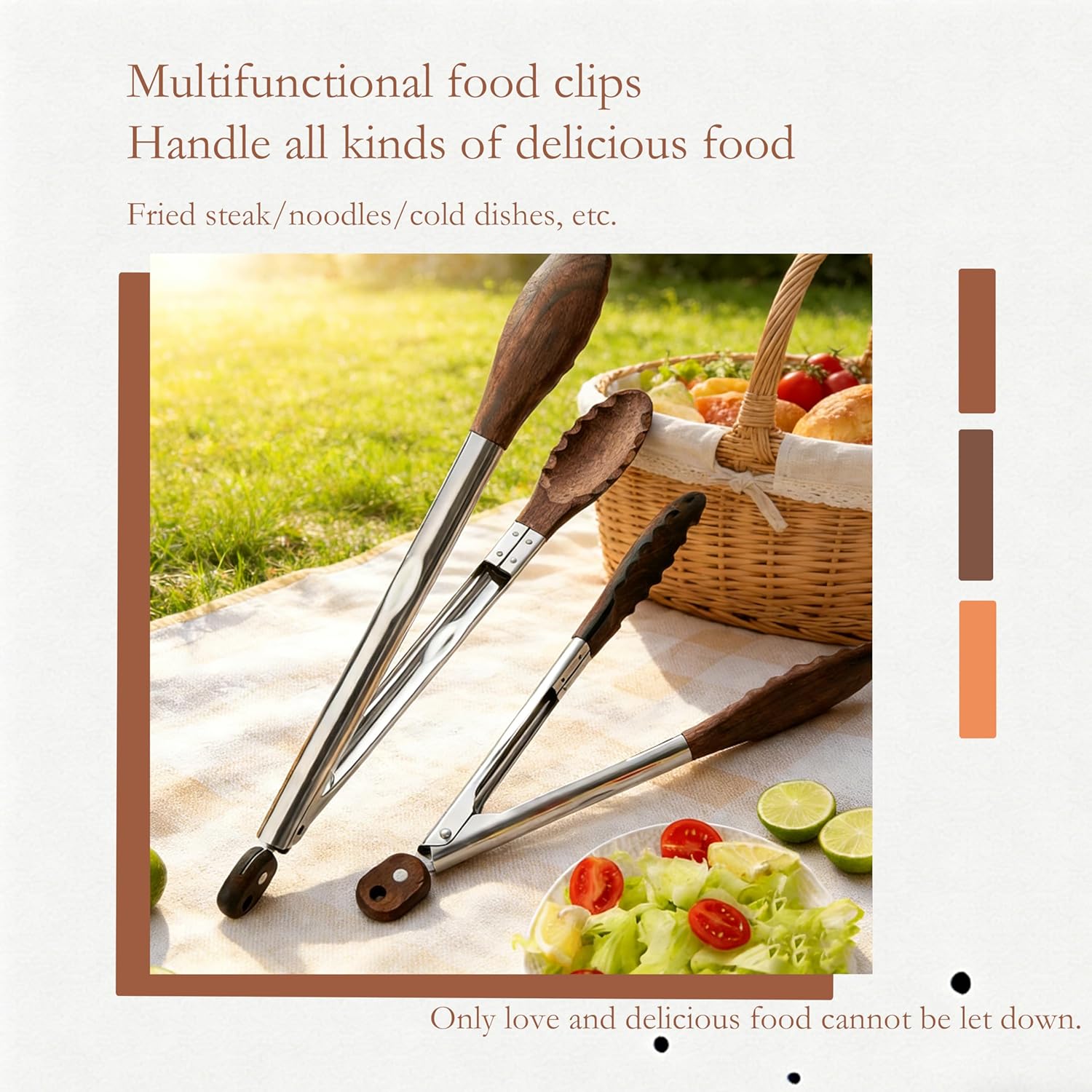 Walnut-Tip Wooden Cooking Tongs, 2-Pack Heat-Resistant & Anti-Slip Kitchen Tongs with Smooth Locking Design, Perfect as Serving Utensils for Salad, Grilling, and a Versatile Cooking Set