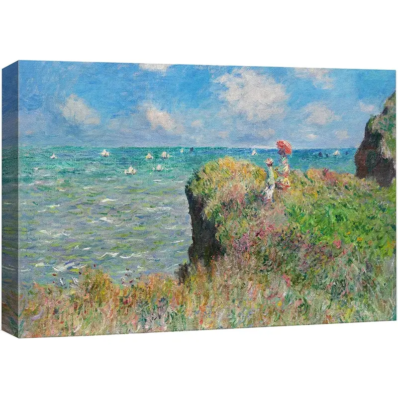 24& # 034;x36& # 034; Claude Monet Canvas Wall Art Print - Cliff Walk at Pourville