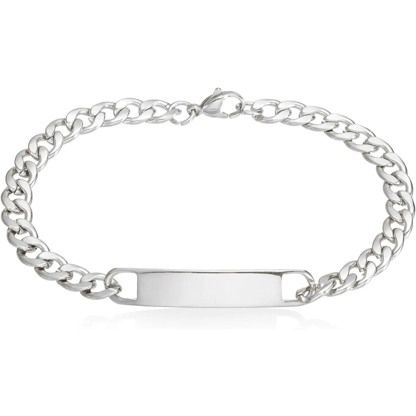 Custom ID Bracelets for Men Women, Personalized Custom Engraving Name Stainless Steel ID Engravable Bracelets Chain with Bag for Christmas