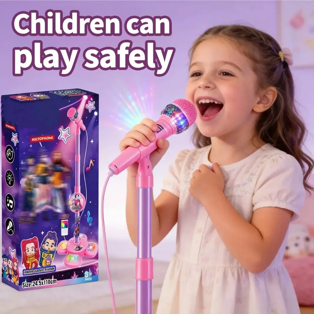 Cartoon Singing Karaoke Machine with MicrophoneToy,children's Music Interactive Toys With Adjustable Stand Microphone Cool Light Music Toy Gift Encourage Singing, Enhance Confidence, Cultivate An Outgoing Personality.Practical and fun children's toys.