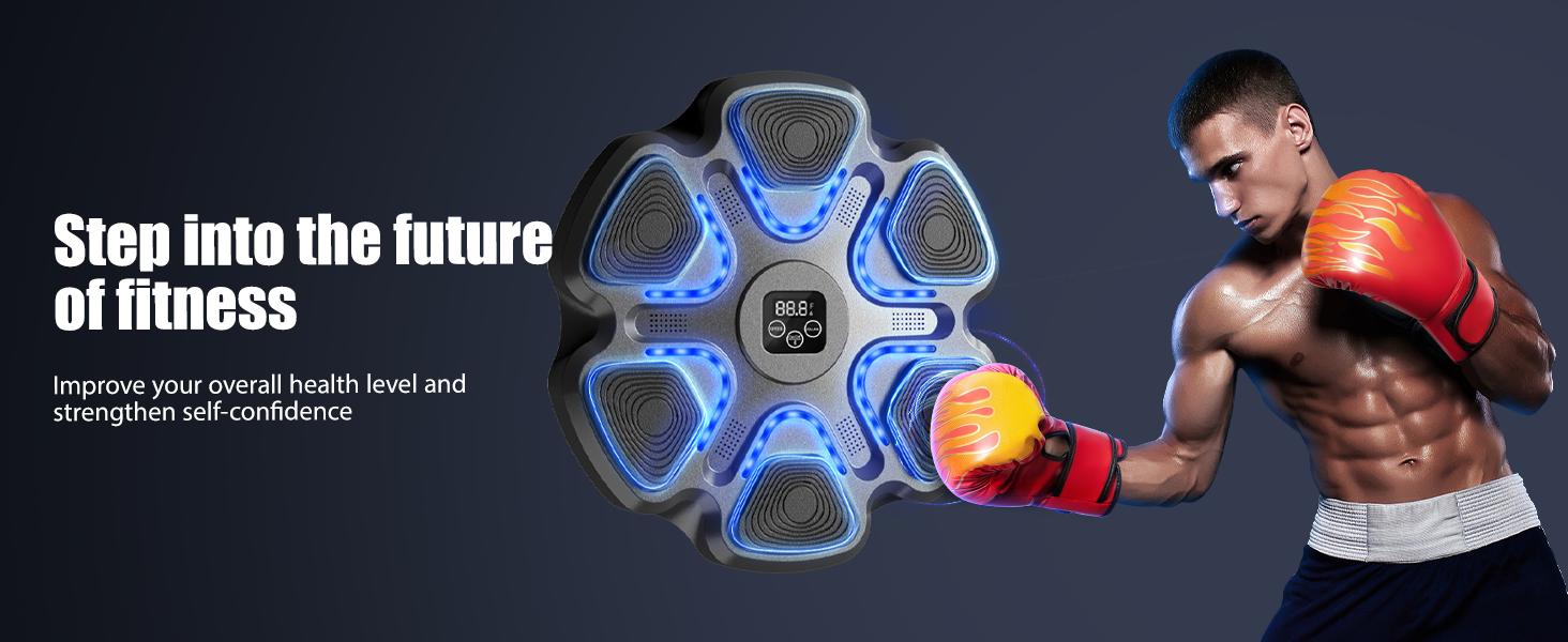 Music Boxing Machine, Boxing Machine Wall Mounted Music with Gloves, Electronic Boxing Target for Adults, Smart Boxing Training Equipment, Boxing Machine for Home and Gym