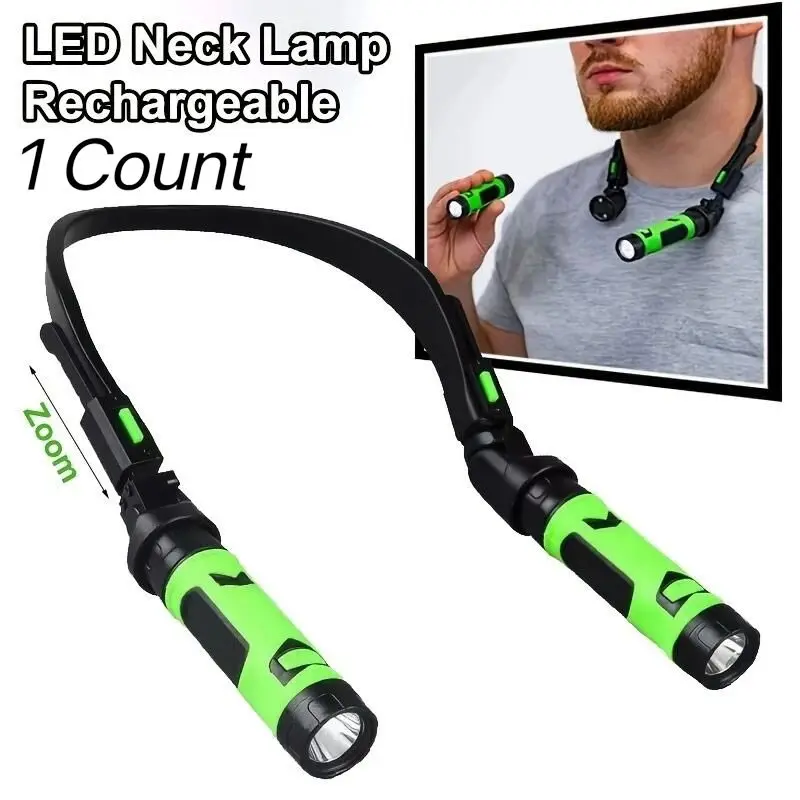 Wild Bright LED Rechargeable Neck Lamp, Detachable Reading Light, 120° Bendable Book Light, Portable Night Flashlight, USB LED Flashlights, Outdoor Camping, Night Riding, Running, Magnetic Led Flashlight