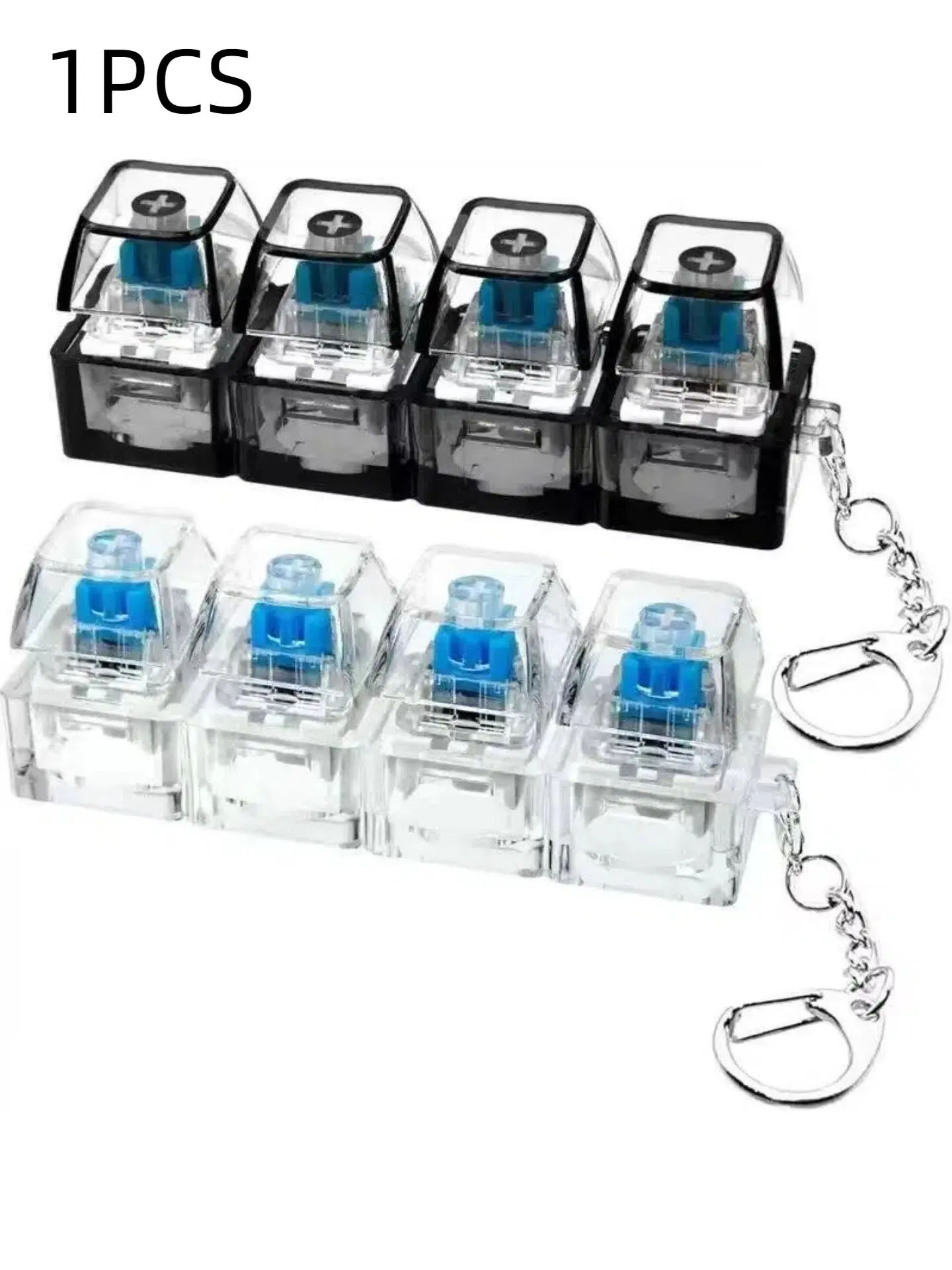 2pcs Mechanical Keyboard Axis Stress Relief Keychain, Transparent Shell Press Sound Toy, Portable Bag Key Charm, Fun Gift