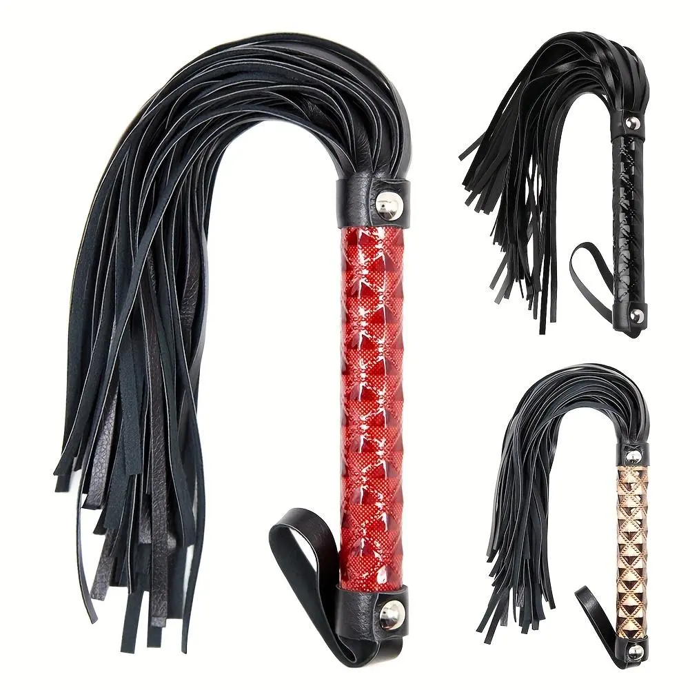 Equestrian Riding Whip with Red Heart Detail and Metal Studding - Non-Slip Secure Grip Training Tool for a Bold Look in Outdoor Sport, With Studding
