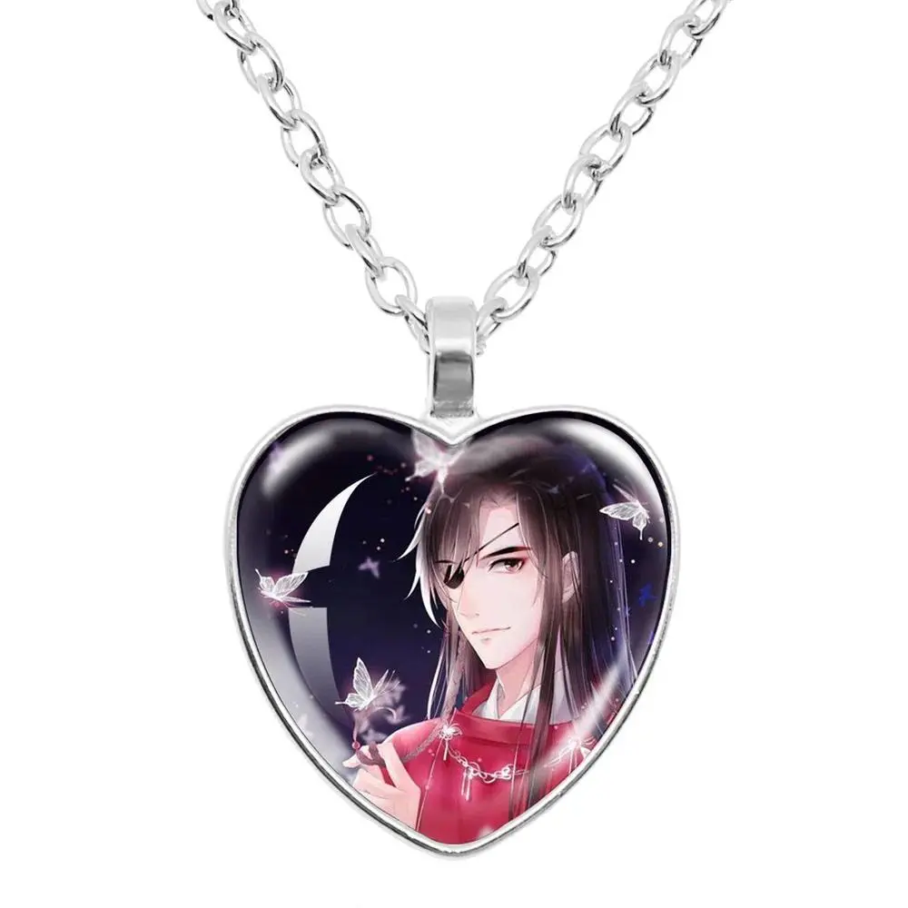 Hot Selling anime Tian Guan Ci Fu Peach Heart Necklace Glass Heaven Official’s Blessing Hua Cheng Xie Lian Cosplay Necklaces