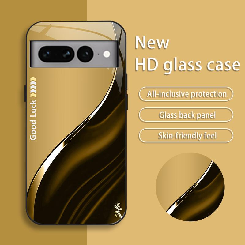 Suitable for [Google Pixel 7 Pro] Simple silk gradient glass phone case, affordable, fully shockproof, drop-proof and wear-resistant-888