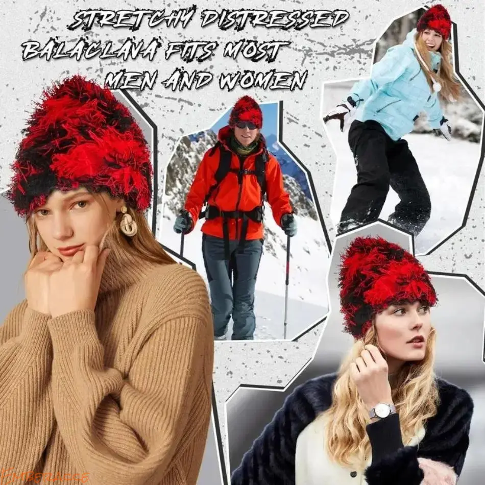Unisex Fuzzy Knit Beanie Hat - Snug Cuffed, Thick Warmth, Soft Texture, Distressed Look Cotton Cap for Hiking Skiing & Cold Weather Outdoor Sports Headwear