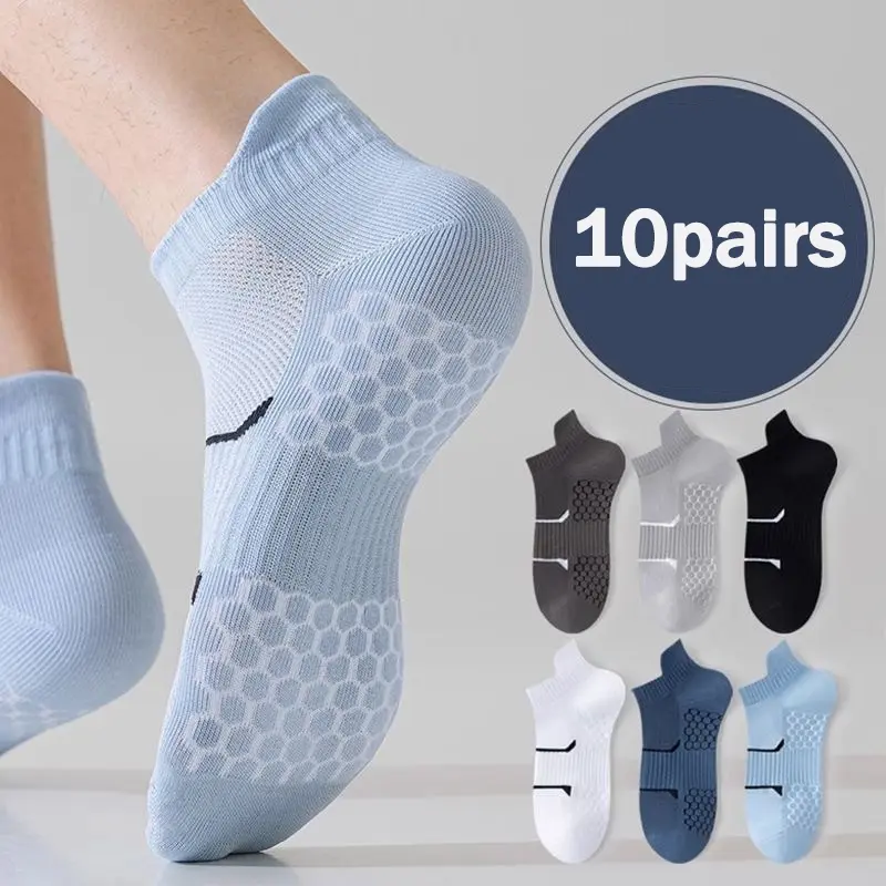 Men's No Show Socks for Fall, Breathable Mesh Sport Liner Socks, Cushioned Massage Sole, Heel Tab Anti‑Slip Non‑Slip Socks, Sweat‑Wicking Short Invisible Socks
