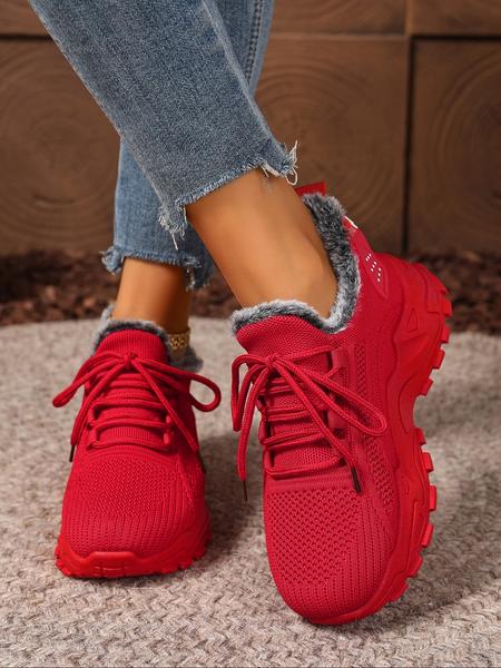 Women's Plus Size Fall Winter Warm Fleece Lined Casual Shoes, Comfortable Indoor Outdoor Wear, Perfect for Travel Vacation Home Use