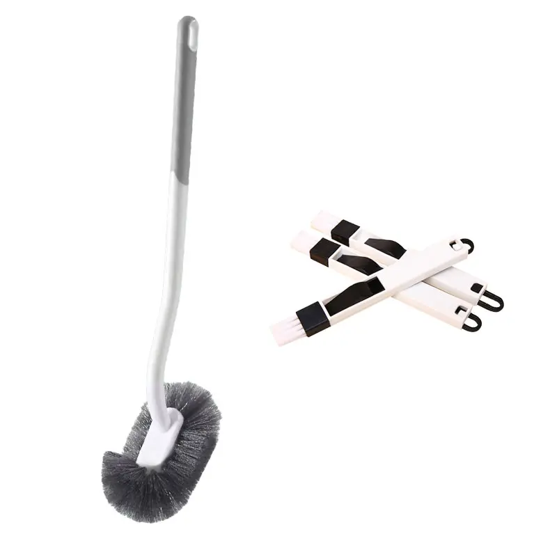 1pc Bathroom Cleaning Set with C-Head Ergonomic Long Handle Toilet Brush and Gap Cleaner, Reusable 2-In-1 Multi-Function Brush