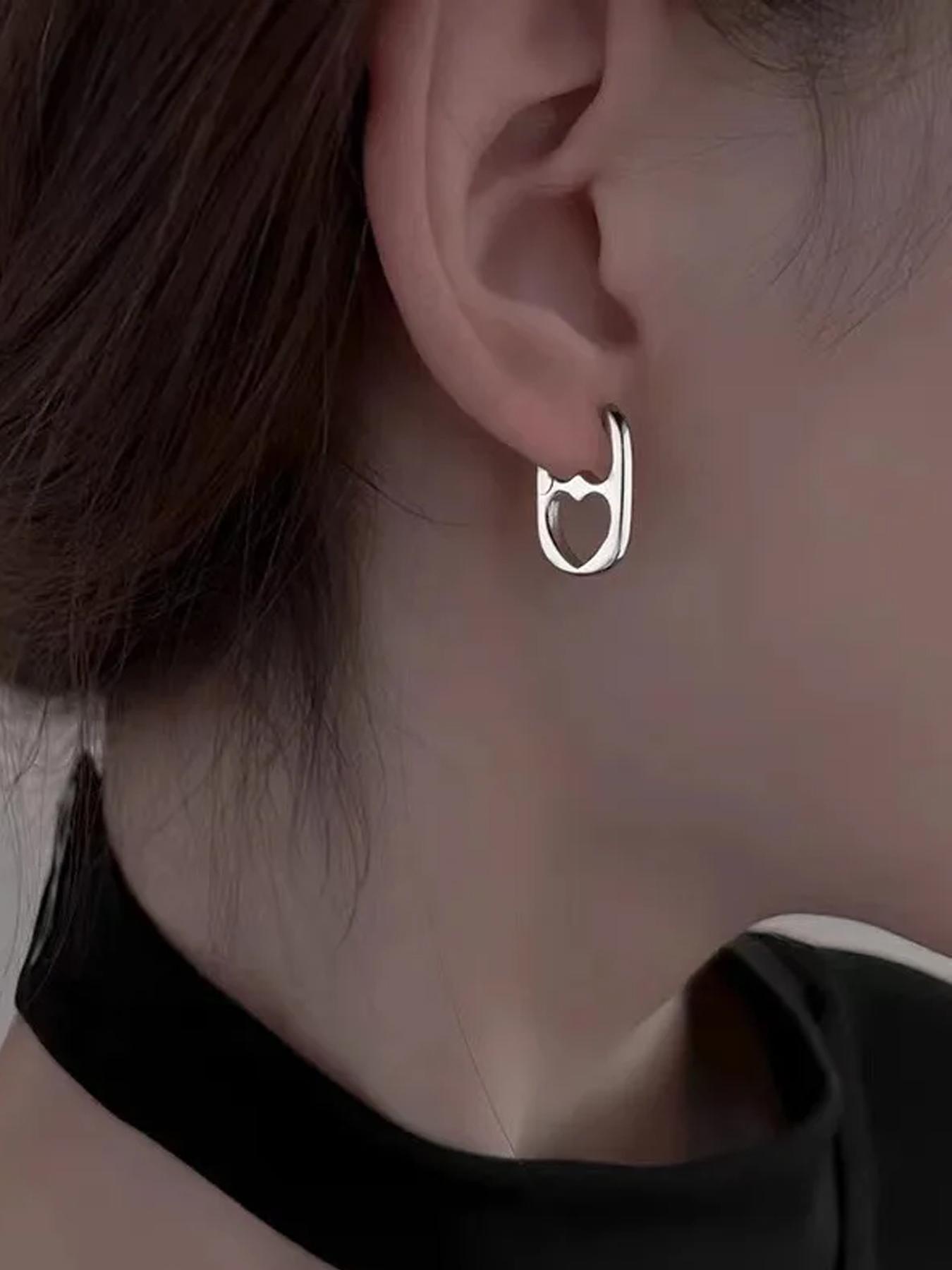 Simple Fashion Heart Shaped Hoop Earrings, Elegant Minimalist Earrings, Fashion Jewelry for Party, Daily Clothing Decor, Trendy All-match & Exquisite Jewelry for Birthday Gift, Heart Design Earrings