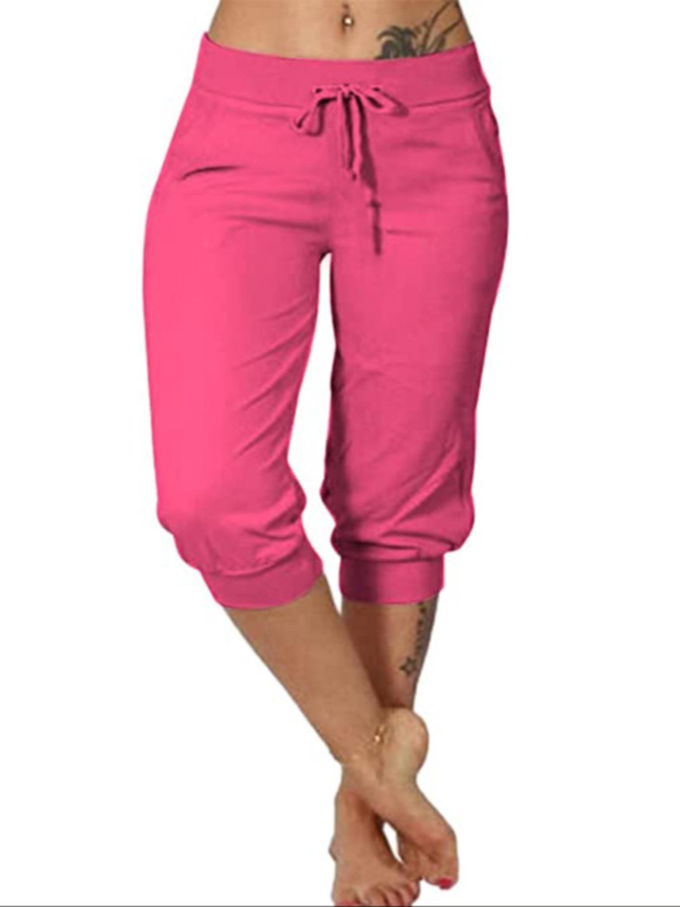 Women's Solid Color Capri Pants, Casual Comfy Pants for Summer, Fashion Women's Bottoms for Daily Wear Women's Solid Color Capri Pants, Casual Comfy Pants for Summer, Fashion Women's Bottoms for Daily Wear