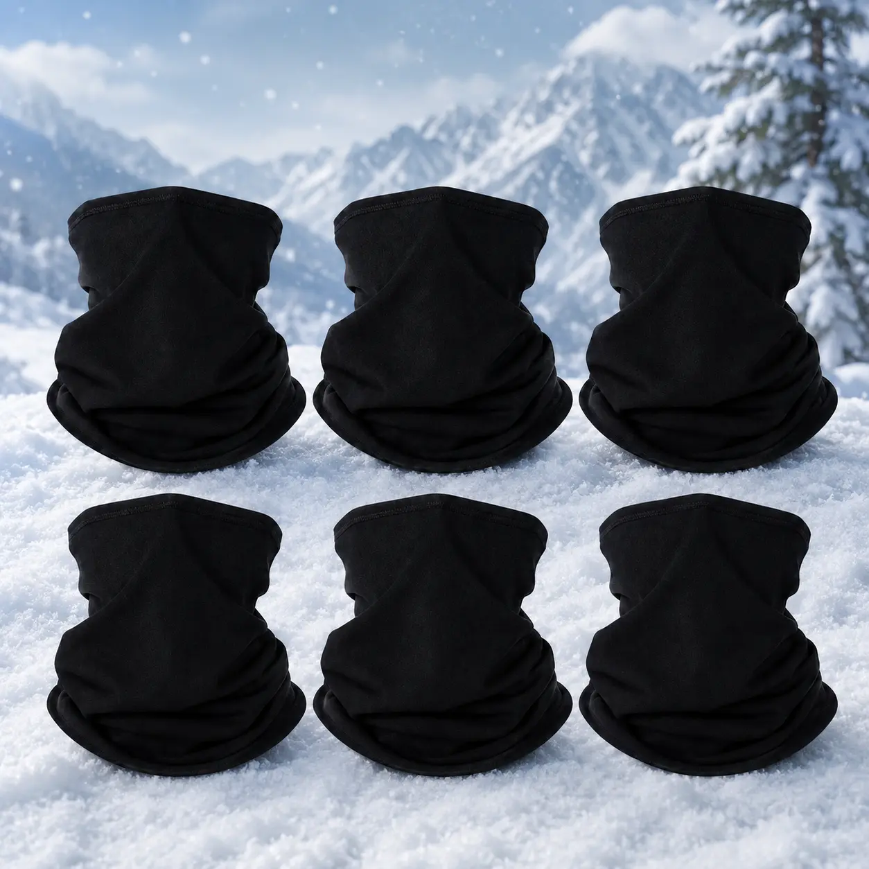 6 Pack Winter Neck Gaiter Warmer for Men&Women,Windproof Face Cover Fleece Face Mask Scarf for Cold Weather Sport