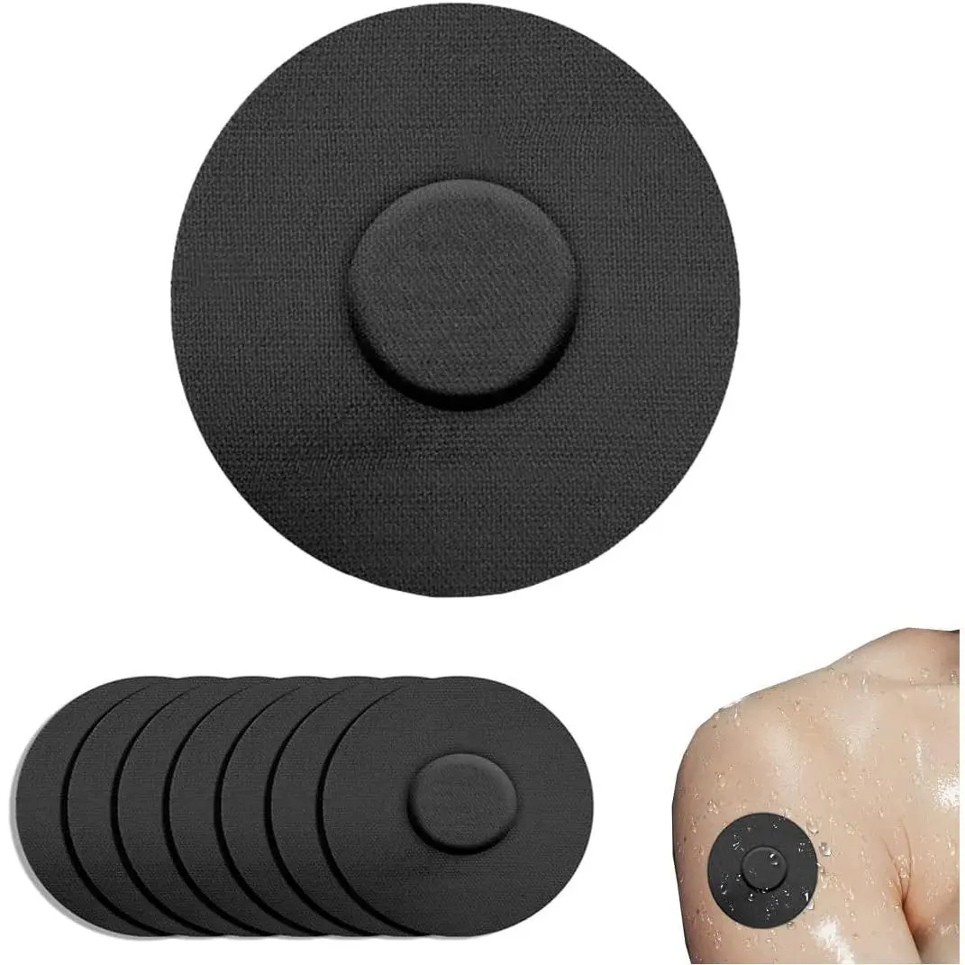 60-Piece Cotton Blend Pre-Cut Secure Reusable Waterproof Breathable Latex-Free CGM Sensor Covers, Adhesive Patches for Freestyle Libre 1/2/3, No-Center-Glue Sports Tapes for Sensitive Skin Adults, 1 Size, All Seasons, Reusable Waterproof Patch, One Size