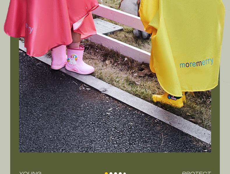 Cute Thicken Kids Cartoon Raincoat Ponchos Toddler Rain Jacket Children Rainwear with Large Brim Windproof Students Rain Suit