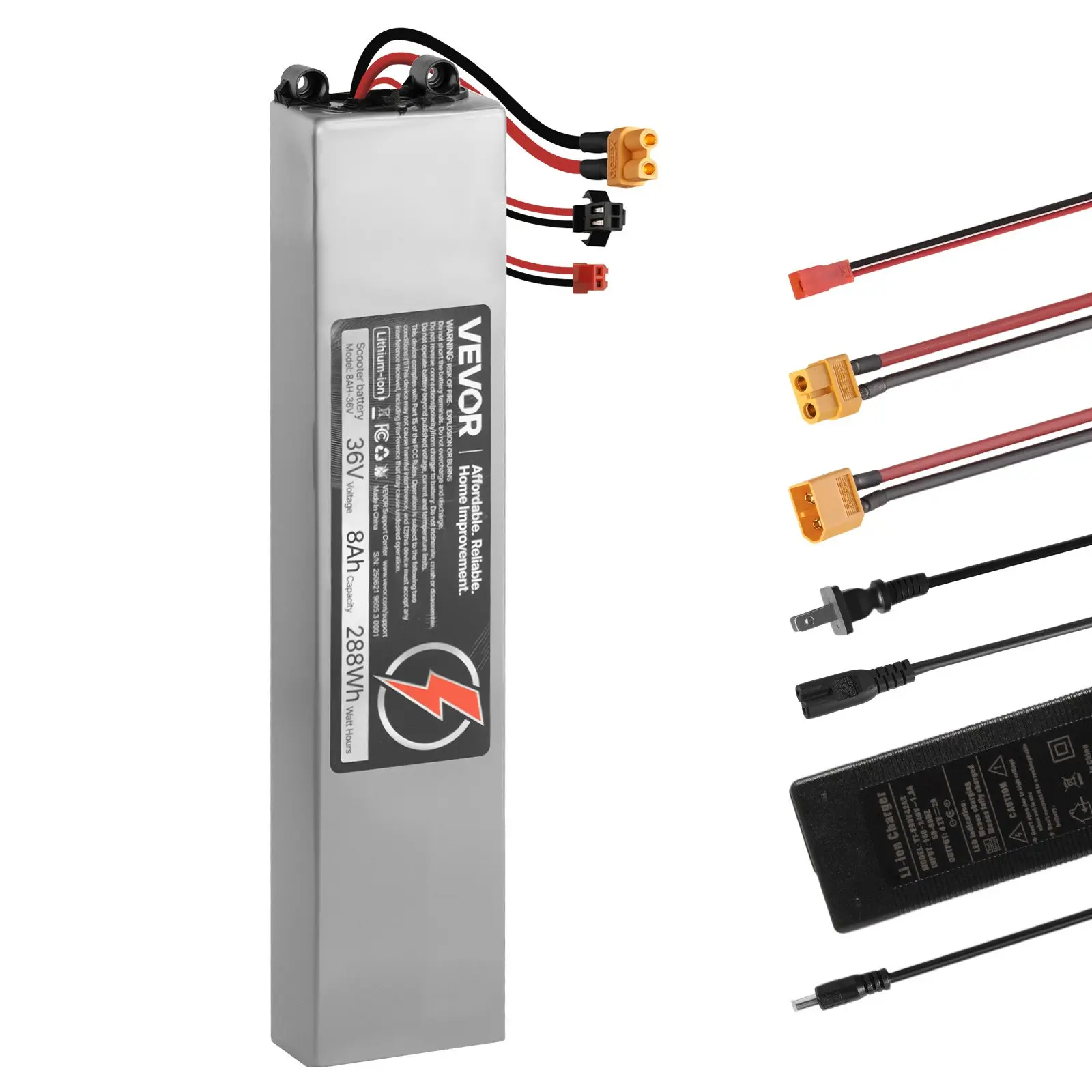 36V Scooter Battery Pack, 8Ah, 8000mAh Lithium Battery Replacement with 30A BMS, Charger, 500+ Cycles, Compatible with 1440W Motors, for Imitation M365 Electric Scooters, Without Communication