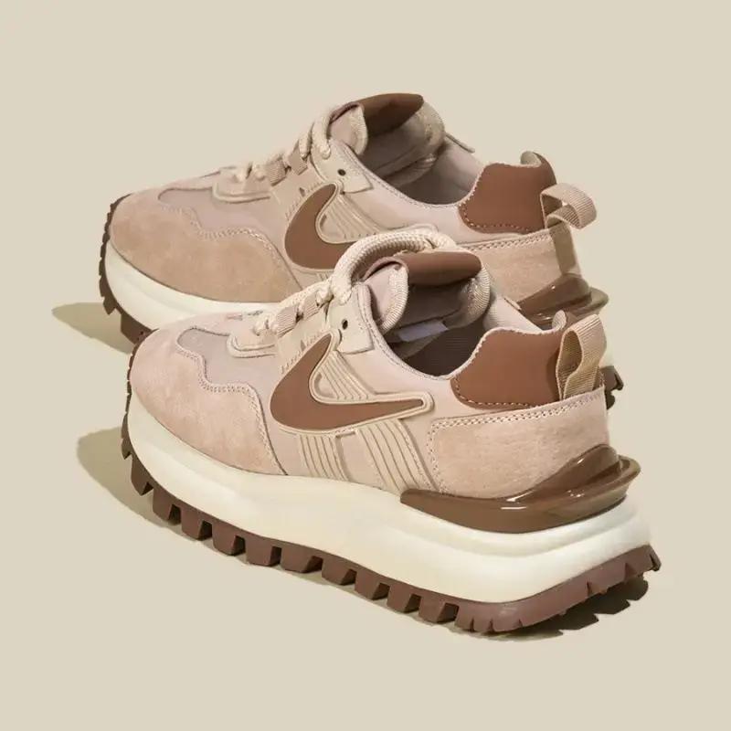 Trendy pink women's shoes with thick soles, stylish and lightweight casual sneakers that are classic, versatile, comfortable and antibacterial, ideal as gifts and available in multiple pairs