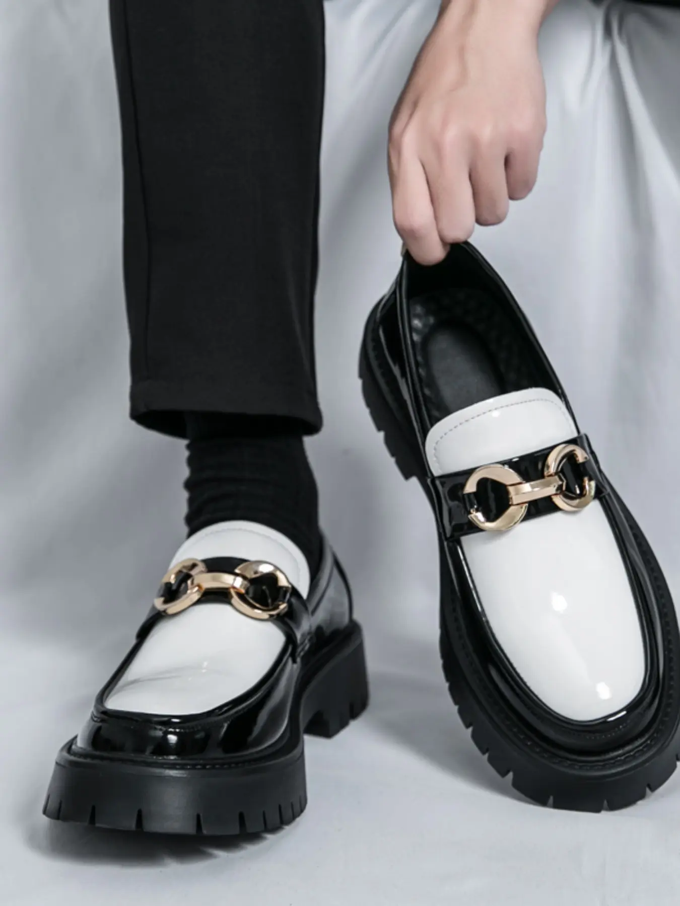Spring Autumn New PU Leather Oxford Shoes, Vintage Thick Sole Flatform Design, Comfortable Low Top Flat Slip-Ons, Perfect for Daily Wear, Flat Casual Shoes
