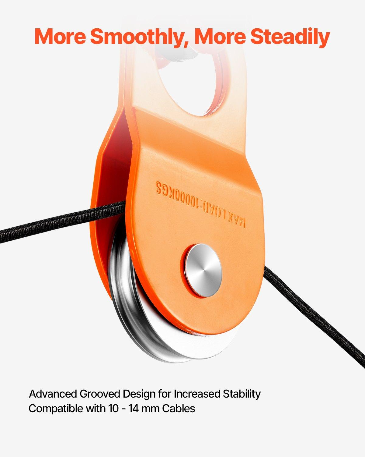 VEVOR 10 T Winch Snatch Block, 22,000 lbs Capacity Block and Tackle Pulley System, Work with 0.4" - 0.55" Rope, Winch Hook Accessories, Heavy Duty Offroad Recovery Accessory for Truck Tractor ATV UTV