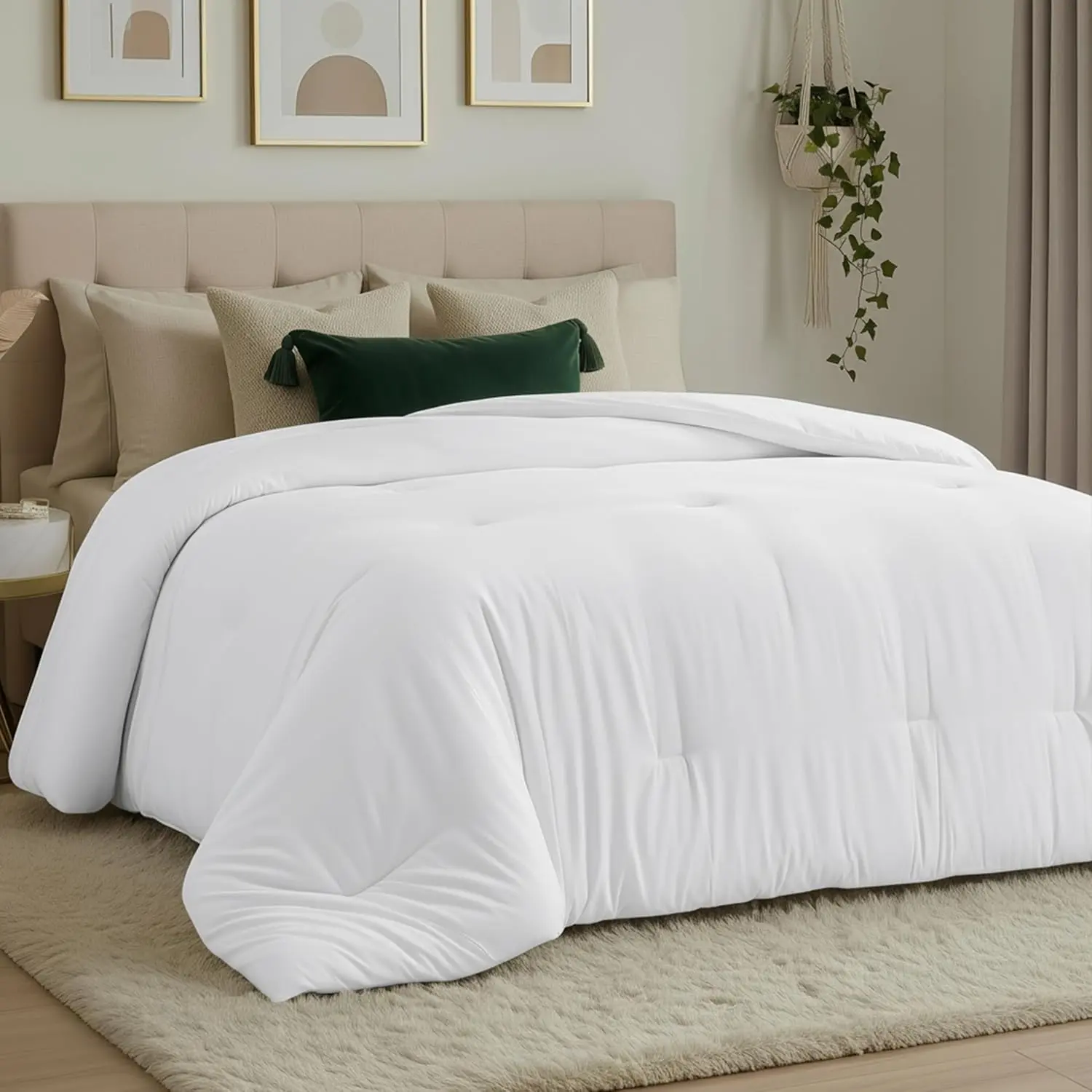 Bedding King Size Duvet Insert, White, Comforter, 90 x 102 Inches| Breathable All Season Comforter, Down Alternative,, Quilted, Corner Tabs, Machine Washable