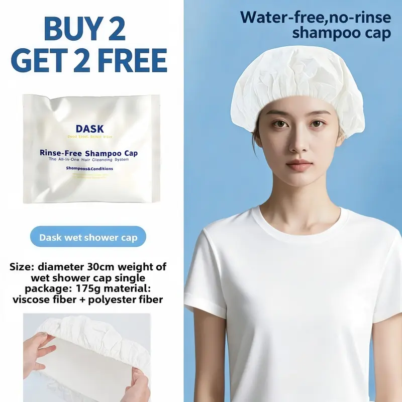 [Buy2Get2Free]No Rinse Heat Shampoo Cap Water-Free Dry Hair Cap for Postpartum Women Bedridden Patients Travel Portable Disposable Hair Washing Hat Thick Multi-Layer Adjustable Elastic Leakproof Microwave Heating Oil Dandruff Removal Scalp Cleansing Cap
