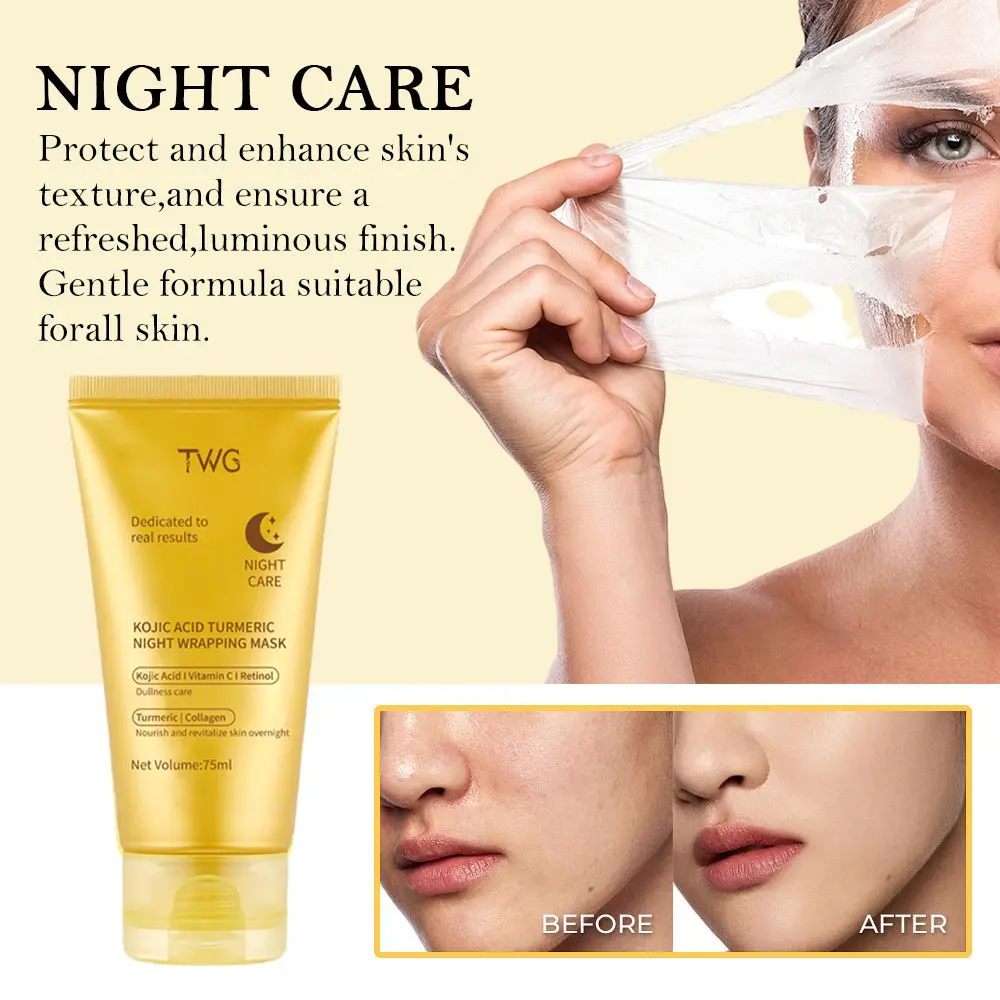Curcumin Night Repair Mask 75ML, Vitamin C, Retinol, Collagen, Brightening, Anti-Spot, Nourishing, Revitalizing, Face Mask Glowing Skin, Overnight Skincare