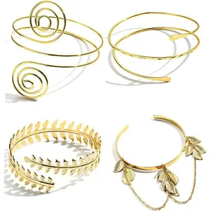 4-Pcs Adjustable Upper Arm Cuff Bangle Bracelet Set