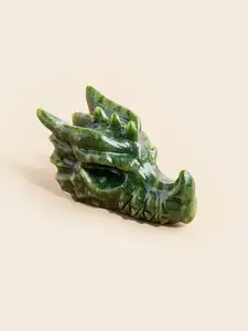Natural Crystal Dragon Head Sculpture, Polished Jadeite Decorative Piece, Healing Properties, Ideal for Desktop Decoration