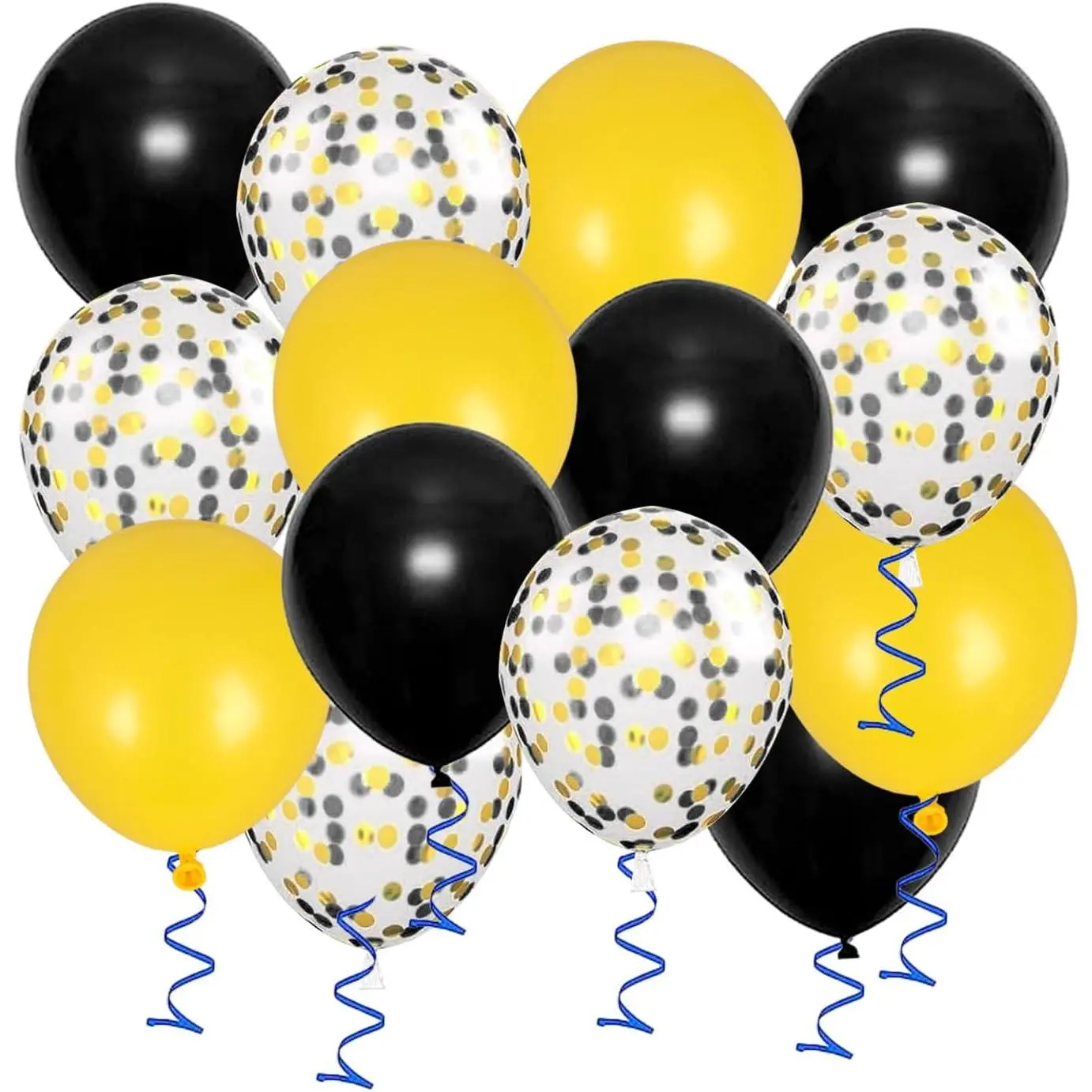 12inch Yellow Black Balloons with Yellow Black Confetti Balloons  for Party Decorations,Pack of 50
