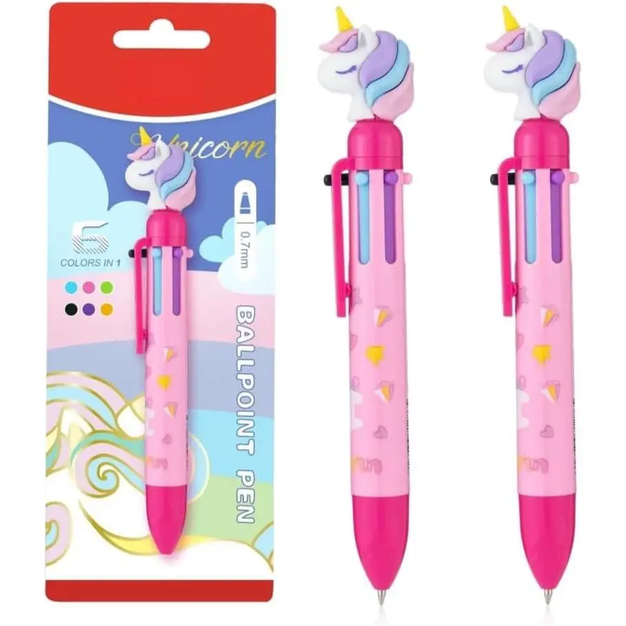 2 count Multicolor Pens, 6-in-1 Colored Ballpoint Pens 0.7mm Fine Point Smooth Writing for Work School & Office