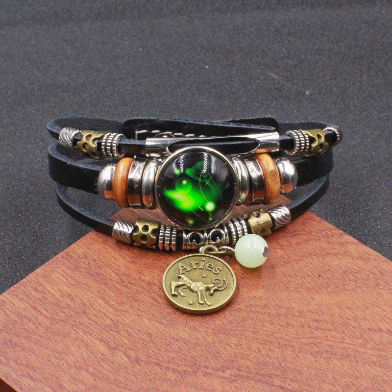 Twelve Zodiac Sign Bracelets Korean Style for Couples and Friends Fluorescent Glowing Bangles Jewelry Gifts Ideal for Her Him