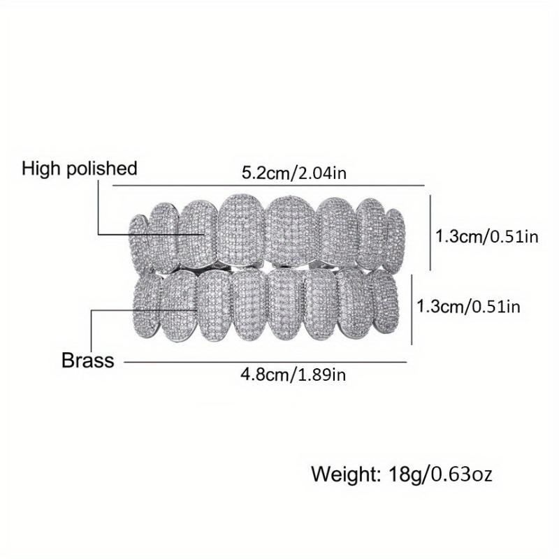 Iced Out Cubic Zirconia Grillz for Men & Women - Gold Silver Micro Pave Top Bottom Teeth Jewelry, Unisex Glitter Gift Oral
