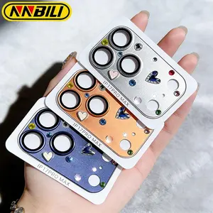 NNBILI Fashion Handmade Sticker Rhinestone Camera Protector For IPhone 17 Pro Max Clear Scratch-proof Lens Glass Tempered Film