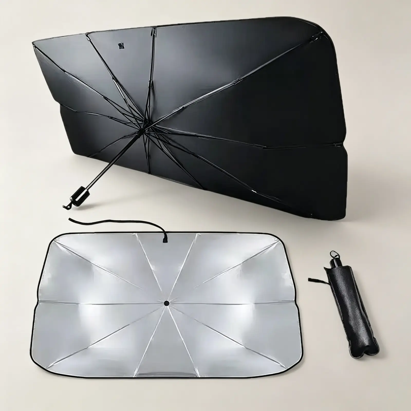 Light‑weight Fold‑able Windscreen Cover Frame, Compact Stow‑able Auto‑glass Shielding Supply for Reducing Sun Exposure Inside Vehicle Cabin