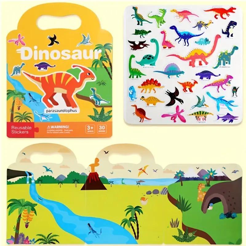 Reusable Sticker Book, Sticker Album, 1/6 Counts Waterproof Double-sided Design Sticker Book, Educational Toy for Kids, Art Stickers, Perfect for Gifts