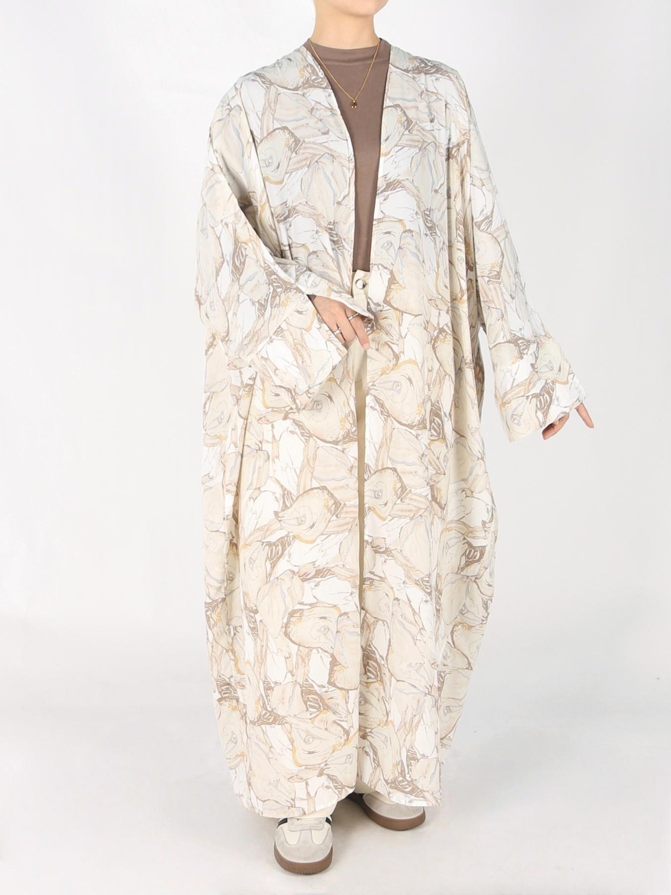 Women's Abstract Print Long Sleeve Open Front Kimono, Casual Outerwear for Spring & Summer, Women's Islamic Clothing for Daily Wear, Work Clothes Women, Womenswear