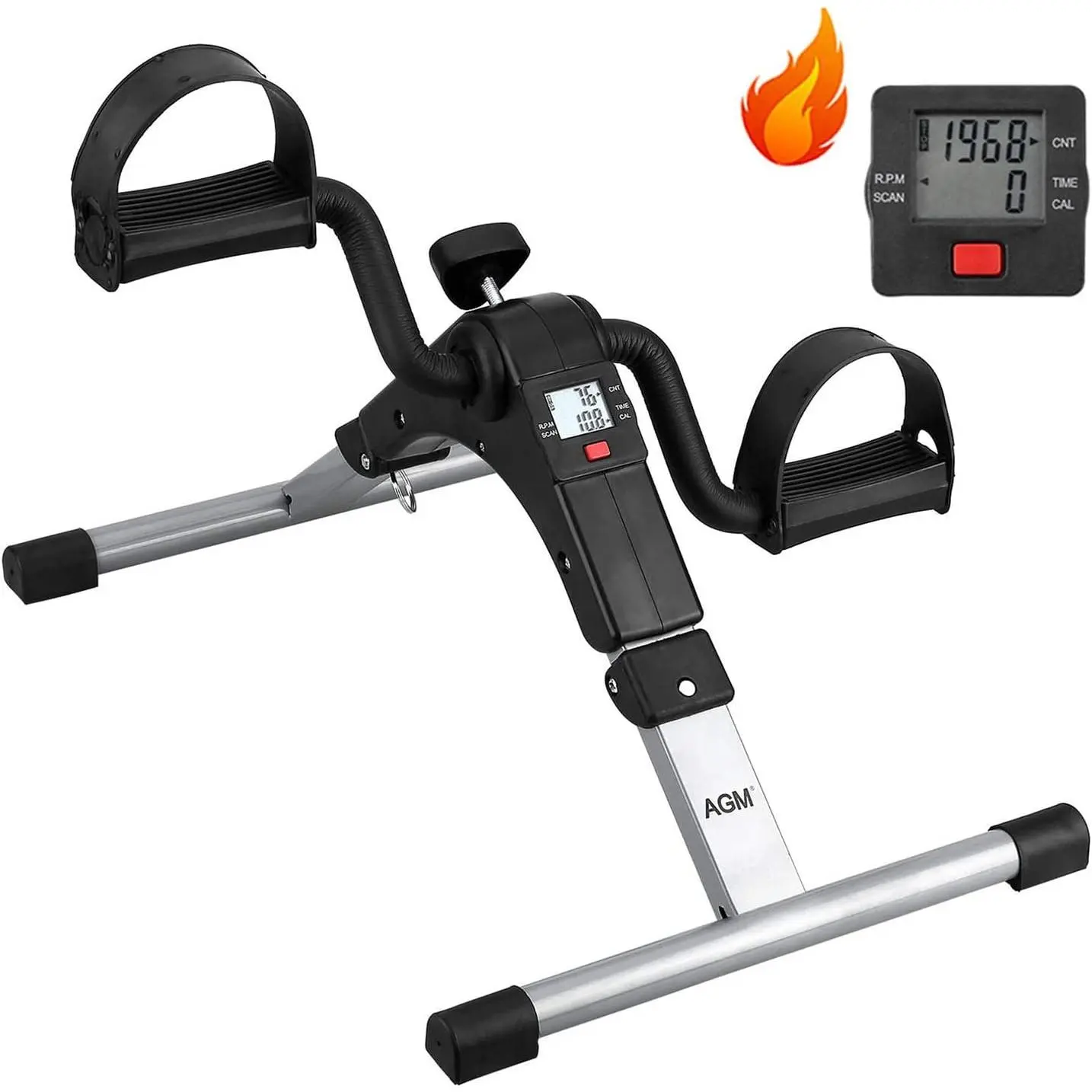 Folding Pedal Exerciser Mini Under Desk Bike Portable Foot Hand Cycle Peddler Machine for Arm Leg Exercise While Sitting