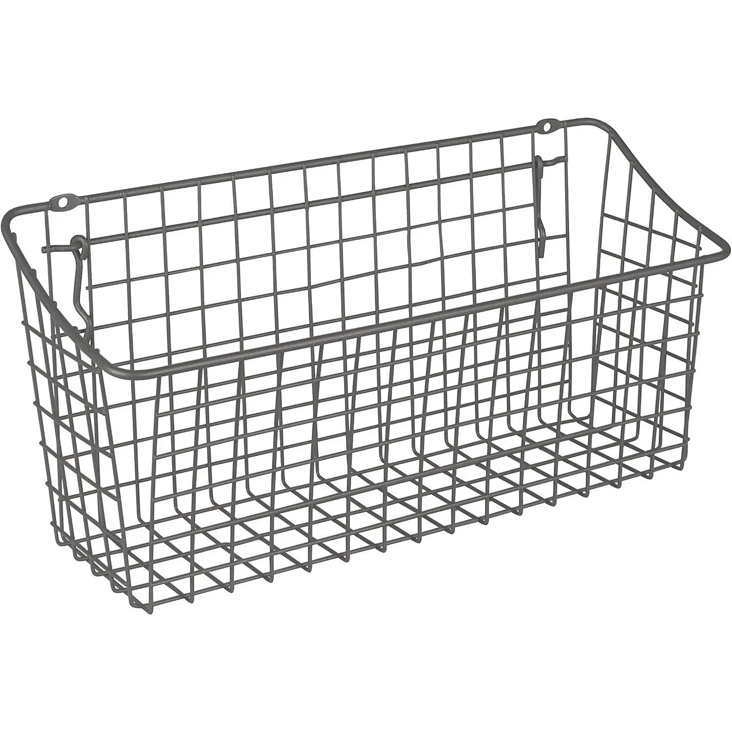 Pegboard Wall Mount Basket for Garage Workshop Craft Room Pantry Storage, Heavy Duty Extra Large Wire Basket Storage Organizer Peg Board Baskets & Bins, Industrial Gray