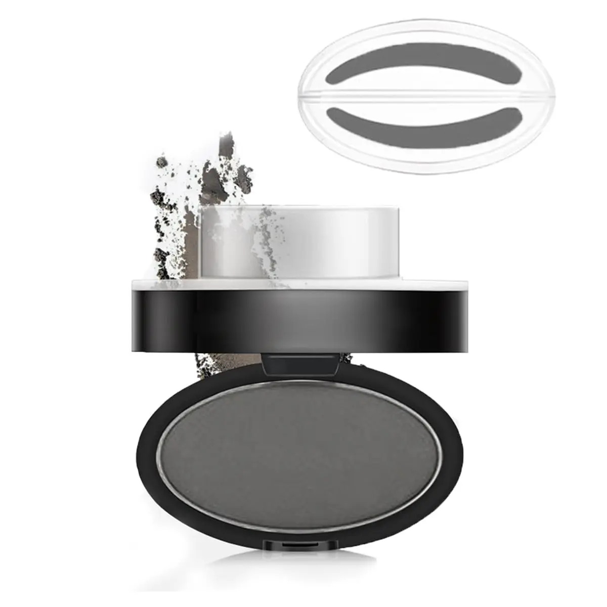Eyebrow Stamp Powder Perfect Eyebrow Power Seal Nature Brow Stamp Makeup Tool Delicate Eyebrow Shape for Professional and beginner ( # 7 Willow leaf Brow(Black Gray))